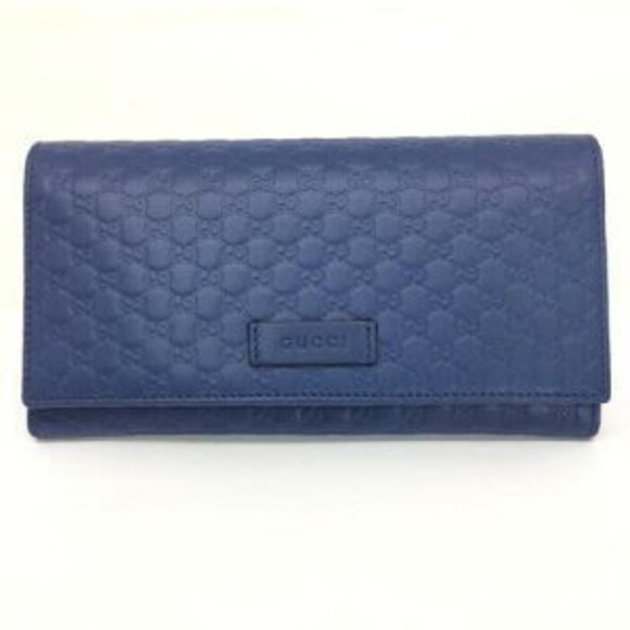 Gucci no Blue GG Fold Leather Long Shimmer Wallet - Picture 1 of 7